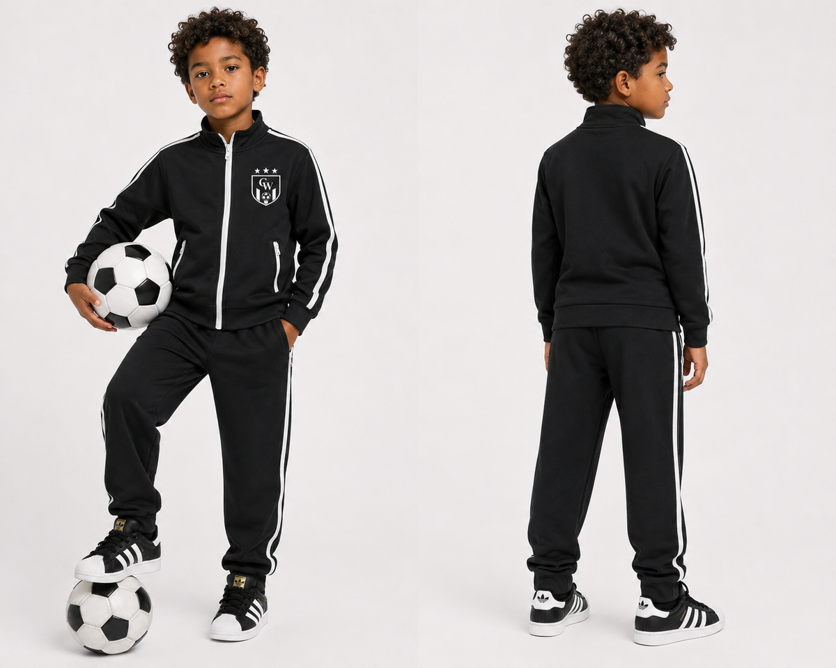 Kids’ Contrast Tape Coach CW Jacket (Navy Blue and Black)