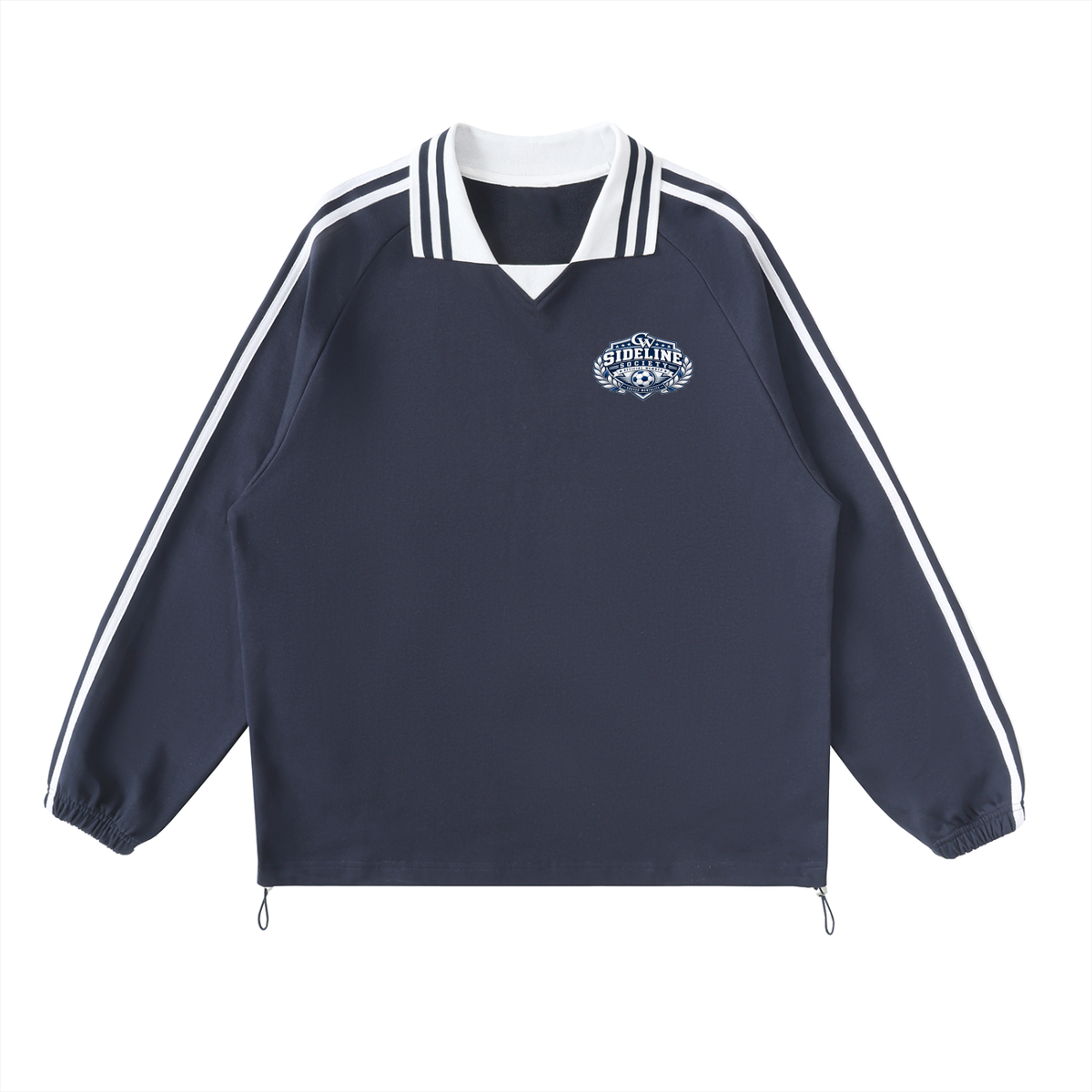 Unisex Striped Lapel Collar CW Sweatshirt (Royal Blue)