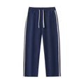 Contrast Side-Stripe Straight-Leg Pants (Navy)