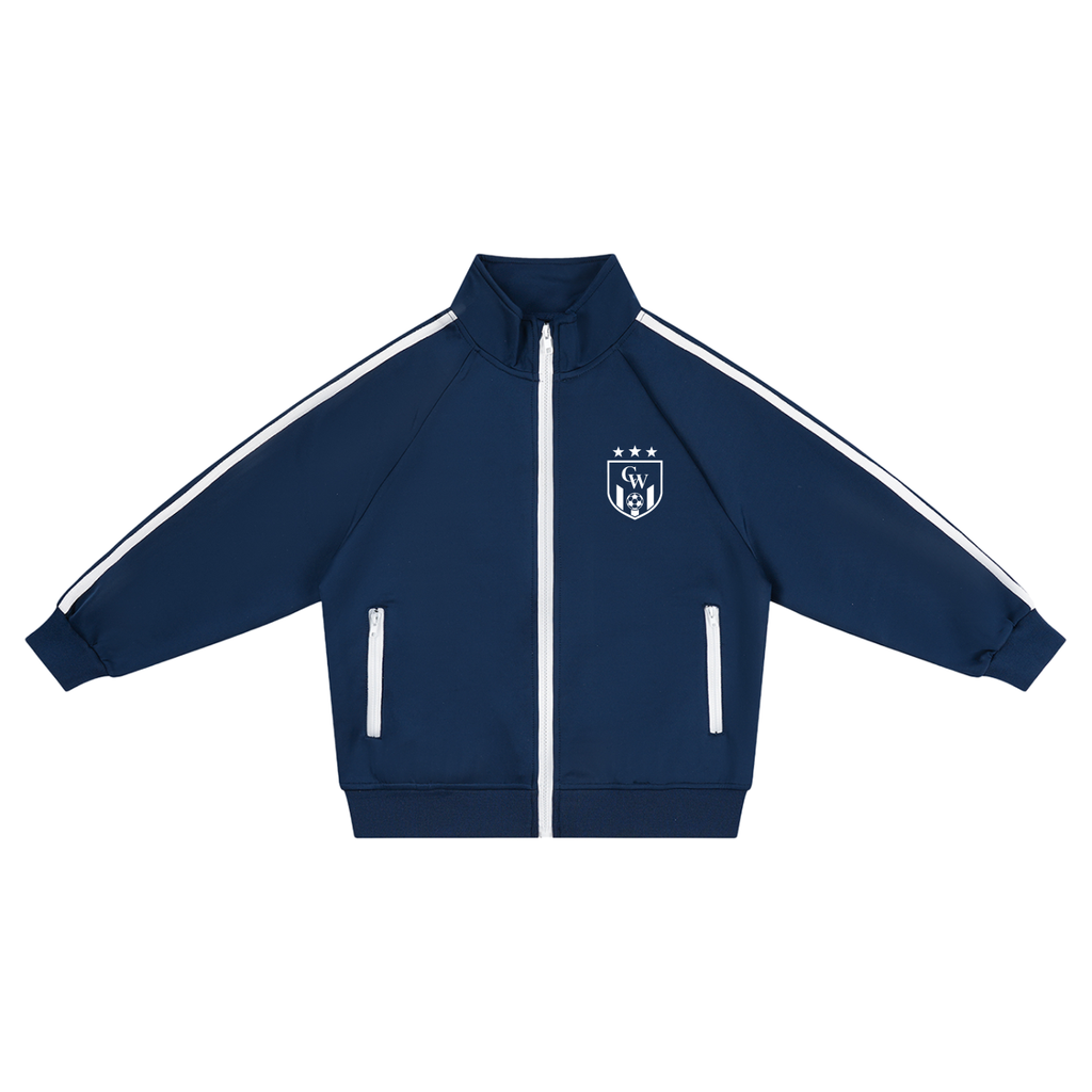 Kids’ Contrast Tape Coach CW Jacket (Navy Blue and Black)