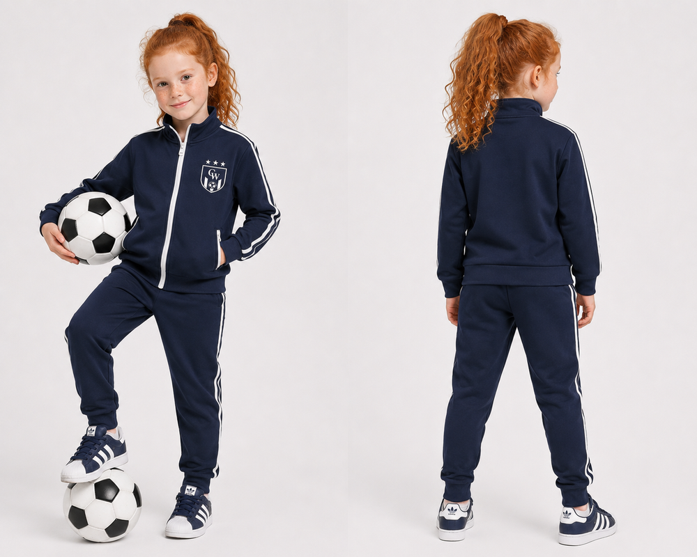 Kids’ Contrast Tape Coach CW Jacket (Navy Blue and Black)